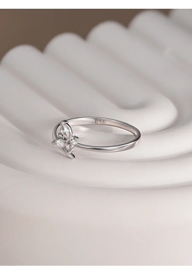 Lucente Kelebek Yüzük, Zirkon Taşlı, 925 Ayar Gümüş 246659789 Gri