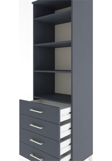 Hyperion Dolap 4 Raflı 4 Çekmeceli 60x44x195 Antrasit-antrasit Antrasit
