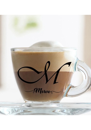 Bk Gift Kişiye Özel İsimli Dtf 2li Cam Kahve Fincan Takımı-2, Sevgiliye Hediye, Arkadaşa Hediye, Doğum Günü Hediyesi Kobitmeyencom31029 Bk Gift