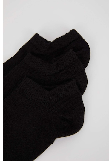 Defacto Kadın Pamuklu 3'lü Sneaker Çorap K5974AZNSBK27 Siyah