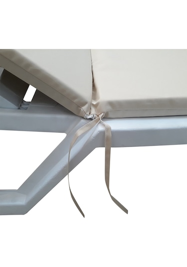 Mirzade Standart Fermuarlı Şezlong Minderi Su Geçirmez Kumaş-krem