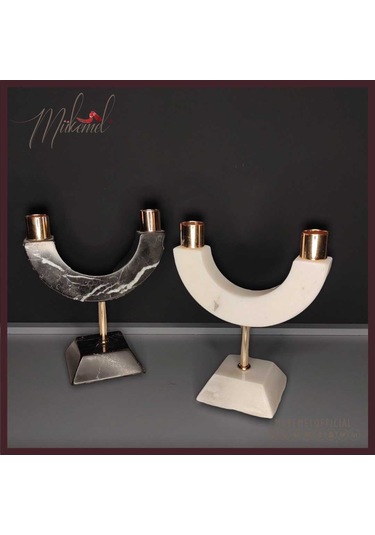 Mermer Mumluklar 2'li Set, Ev Dekorasyonu İçin Modern Dekoratif