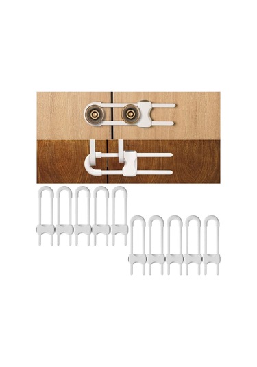 Bebek İçin 5 Adet Dolap Kilit U-şekilli Ayarlanabilir Eşya Dolabı Gardırop Çekmece Kolu İçin Kilit Çok Renkli