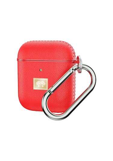 Wlons Airpods Uyumlu Kılıf Deri Görünümlü Wlons Askılı Koruma Kılıfı Airpods Uyumlu Kılıf Deri Görünümlü Wlons Askılı Koruma Kılıfı Kırmızı