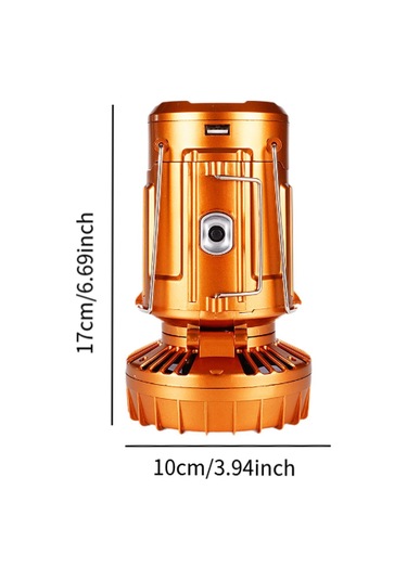Homyl Güneş Enerjili Kamp Feneri Fanlı Elektrikli Fan Altın Altın