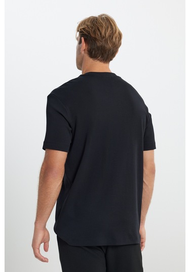 AC&Co / Altınyıldız Classics Erkek Sıyah %100 Pamuk Modern Fit Normal Kesim Bisiklet Yaka Tişört Sıyah Siyah