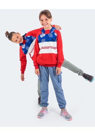 Slazenger DRAGICA IN Çocuk Kapüşonlu Cepli Kırmızı Sweatshirt