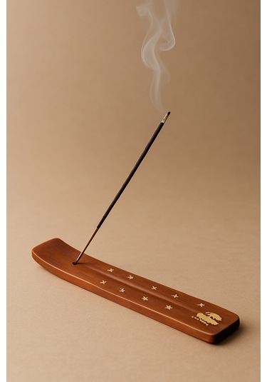 Ahşap Yıldızlı Tütsülük Doğal Oyma Ahşap Tütsü Standı Şık Tütsülik Dekor