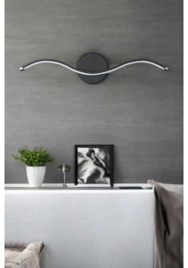 Wave Aplik Siyah Modern Tasarım - Hol - Banyo - Mutfak - Salon - Yatak Odası Gün Işığı Led Aplik Siyah