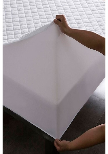 Kapitoneli Fitted Sıvı Geçirmez Alez Yatak Koruyucu Beyaz
