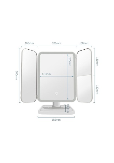 Sones Basit Ve Şık Led Üç Katlı Kare Makyaj Aynası, Özellikler: Tak-çıkar Monokrom Lamba Beyaz