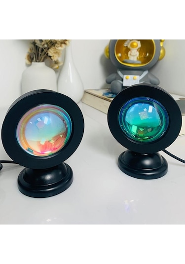 Jms Led Usb Gün Batımı Lamba Projektör Ev Dekor Gece Lambası Taşınabilir Mood Işık Neon Çok Renkli