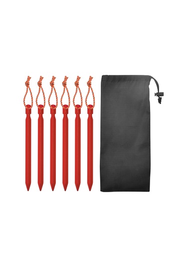 Kosona Kamp Tente Alüminyum Üçgen Çivi 6 Adet, Hafif Ve Dayanıklı, Kayma Engeli, Kırmızı, Taşınabilir Çanta İçerir Kırmızı