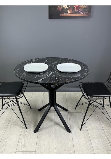 Saray Siyahmermer Yuvarlak Mutfak Masası Yemek Masa Balkon Masa Metal Siyah Ayak 80 Cm Saray Siyahmermer Yuvarlak Mutfak Masası Yemek Masa Balkon Masa Metal Siyah Ayak 80 Cm