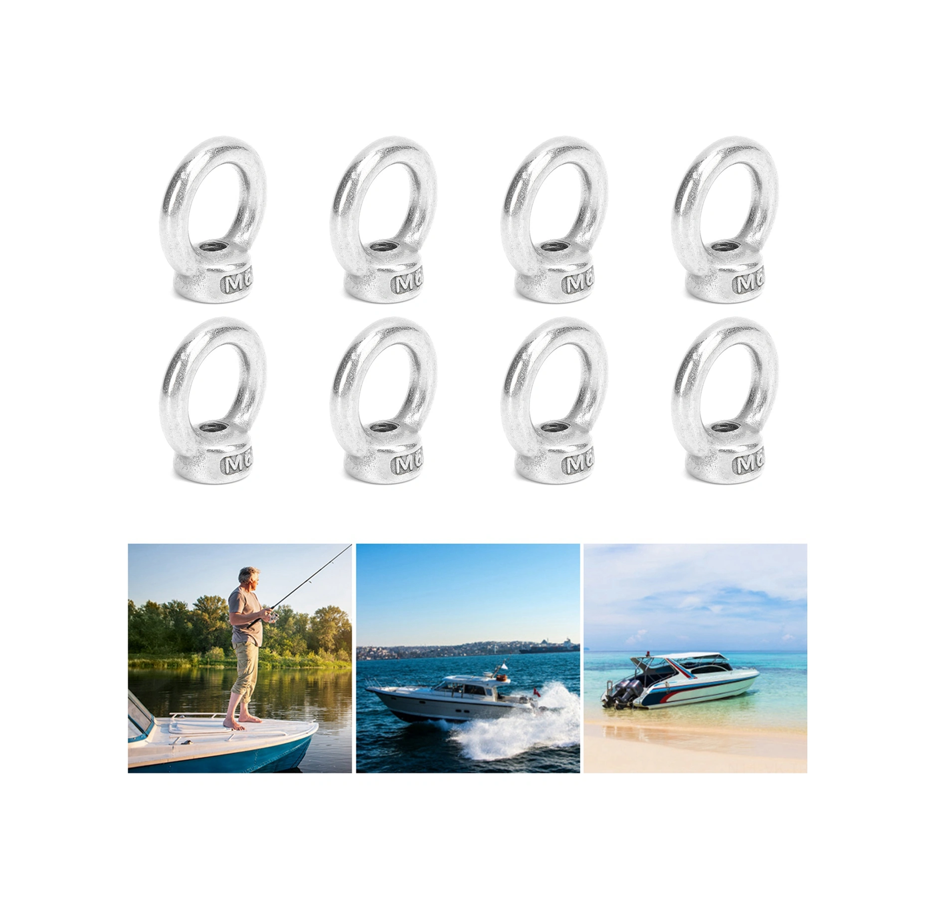 Vkemall 8 Adet Paslanmaz Çelik Gemi Kaldırma Göz Somunu - M8 İndüstriyel Kaldırma Aracı, Anti-korozif, Kolay Kurulum