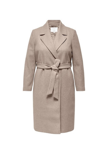 Only Kadın Büyük Beden Caralvılda Düğmeli Ve Belden Bağlamalı Uzun Kaban 15331937 Bej Bej