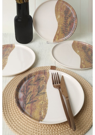 Keramika Terra Leaf Nordıc Pasta Tabağı 22 Cm 4 Adet / 22969-70 Çok Renkli