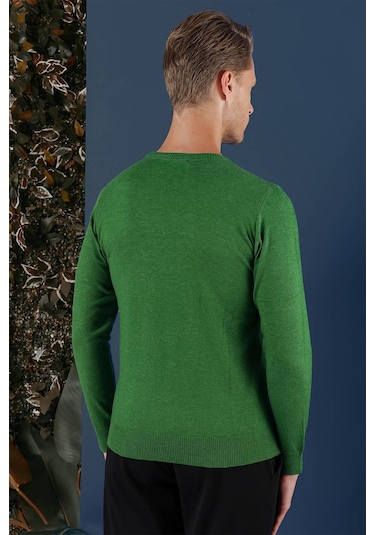 Tr 858 Slim Fit Yeşil Klasik Triko Yeşil