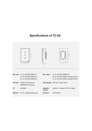 Yifomall Sonoff T2us1c-tx Akıllı Duvar Anahtarı 1 Grup Wi-fi Dokunmatik Abd Standardı - Uzak Kumanda, Akıllı Ev Entegrasyonu Alexa, Google Home Rf 433mhz Desteği