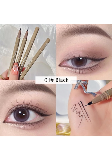 Su Geçirmez Likit Eyeliner Kaş Kolay Renk Tere Dayanıklı Kaş Kalemi 0.05 Mm 01 Black 002