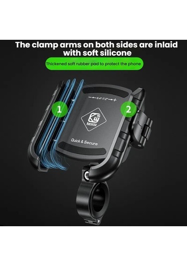 Kewig Motosiklet Bisiklet Blokajsız Cep Telefonu Kamera Navigasyon Braketi M8sp-c2 Siyah