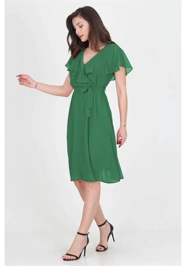 Kadın Şifon Mezuniyet Elbisesi Dpry8081 Yeşil