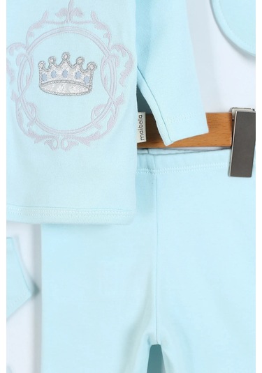 Nakış Desenli Müslin Erkek Bebek Hastane Çıkışı Bebek Kıyafetleri Yenidoğan Hastane Çıkış Seti 5 Li Su Yeşili