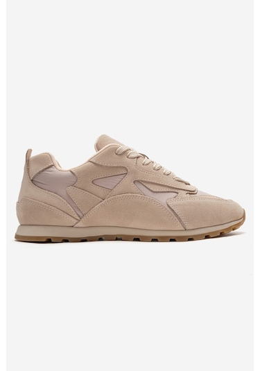 Luvishoes Sahra Bej Süet Hakiki Deri Kadın Sneaker Bej