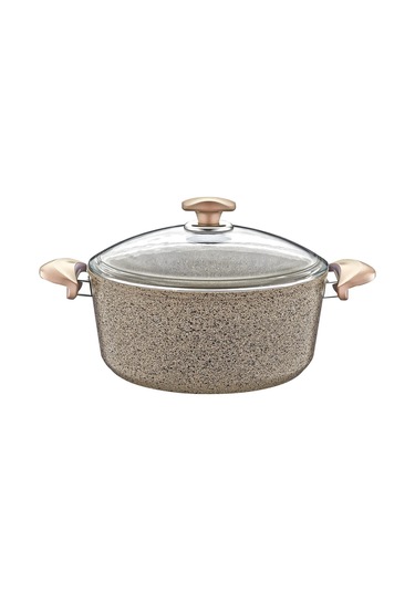 3110 - 2 Parça - Biogranit - 32x12,5 Cm 9,2 Litre - Derin Tencere, Sütlü Kahve Gövde Ve Detay Sütlü Kahve