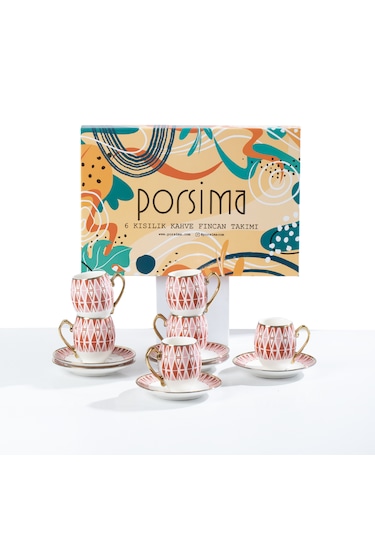 Porsima Mariposa Altın Yaldızlı 6 Kişilik 12 Parça Fincan Seti