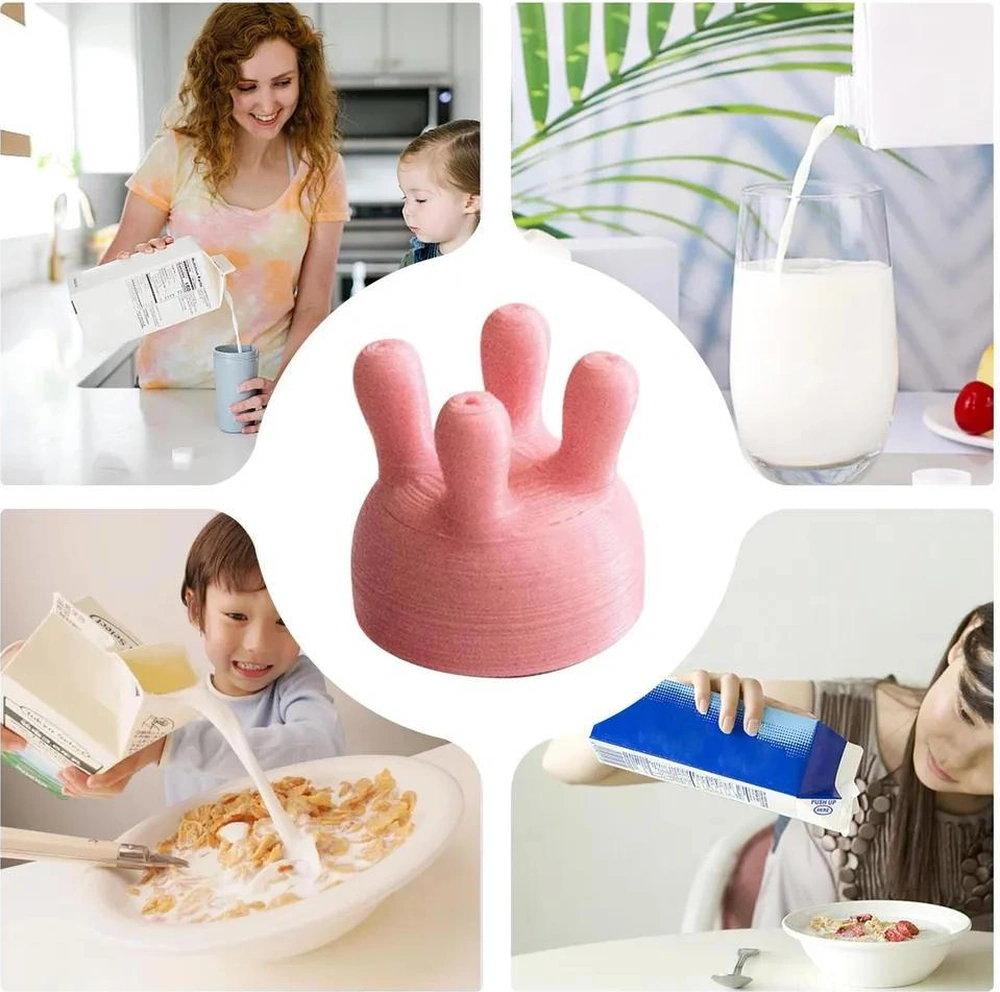 Youmex Eğlenceli Süt Fişek Kapağı, 3d Baskı Malzeme İle Yapılmış, Süt Dökülmesini Önleyen, Kolay Dökme Fonksiyonu, Çeşitli Süt Kabınlarına Uyumlu Pembe
