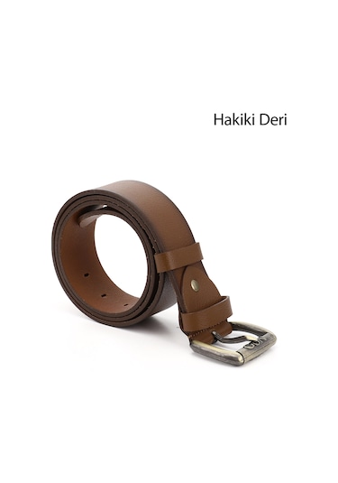 Gönderi(R) Gönderi R Taba Antik Hakiki Deri 4,5 Cm Kot Kemeri Taba