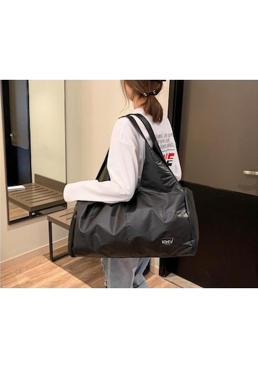 Yumuşak Naylon Bez Omuz Spor Salonu Yoga Çantası Siyah Siyah