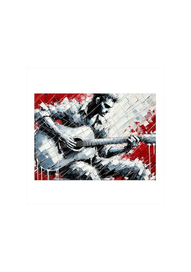 Soyut Tarzda Gitar Çalan Adam Tasarım Mdf Tablo