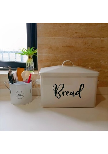 Willowhaven Faridabio Metal Ekmek Kutusu Beyaz Ekmek Ve Gıda Saklama Kabı Beyaz