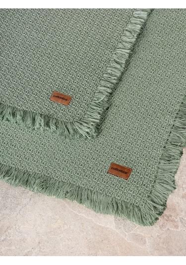 Cotton Box Bath Rug Set Yeşil 75x125 60x90 Yeşil