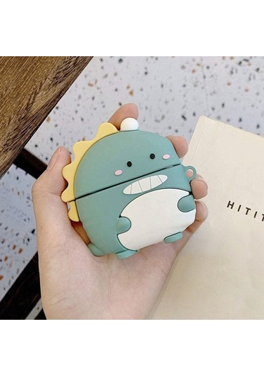 Microsonic Aipods Uyumlu 4.nesil / Anc Kılıf Cartoon Figürlü Silikon Crtn-fgr-ct-dnzr-ysl Açık Yeşil