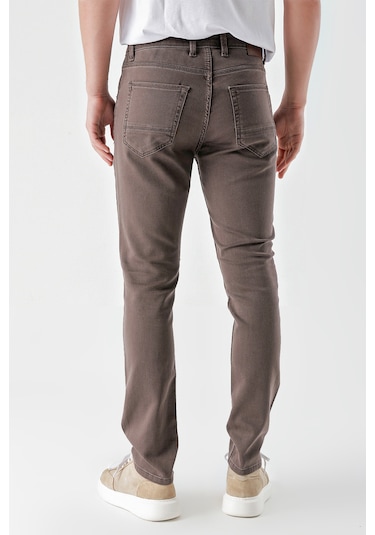 Erkek Kahve Mevsimlik Pamuk 5 Cep Slim Fit Jean Pantolon 24ms003029400 Kahverengi