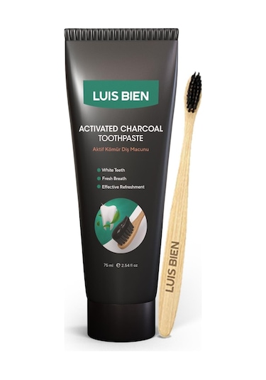 Luis Bien Aktif Karbon Diş Beyazlatma ve Temizleme Macunu 75 ML + Bambu Diş Fırçası