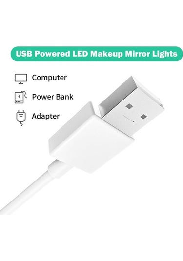 Besthome1 16 Led Dokunmatik Ayna Işığı - Parlaklık Ayarlı, Usb Beslemeli, Banyo/ev Dekorasyonu, Göz Koruyucu Soft Işık, Kolay K Beyaz