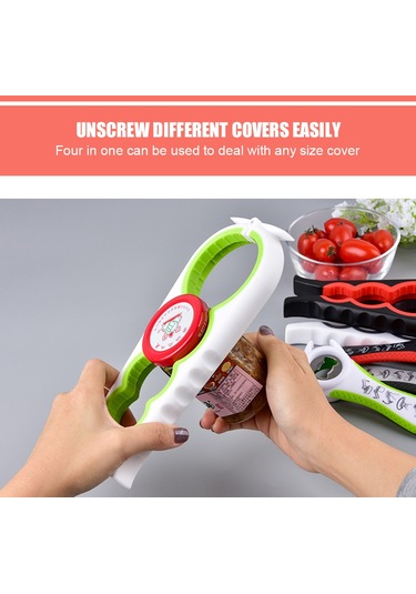 Monyee Beyaz-yesil 2'li Set: 4'ü 1 Arada Konserve Açıcı Ve 5'li Fişek Açıcı, Çeşitli Boyutlardaki Şişelerle Uyumlu, Ergonomik Ve Kaymaz Tutucu Yeşil