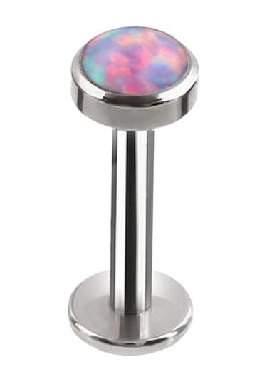 Mor 1 Adet 16g Opal Saplama Küpe G23 Titanyum Küçük Kulak Kemik Tırnak Piercing İç Dişli Dudak Vidası Mor