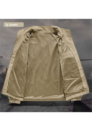 Sonbahar Yeni Rahat Nefes Alabilen Yumuşak Sade Erkek Ceketi Haki