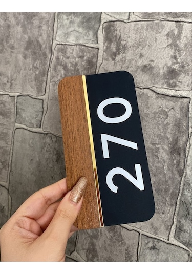 Natural Wooden Serisi Siyah Mat Kapı Numarası