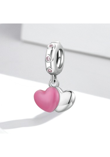 S925 Ayar Gümüş Çift Aşk Kolye Dıy Bilezik Kolye Aksesuarları Çok Renkli