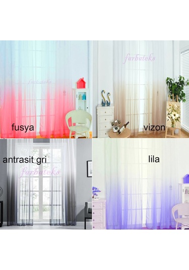 Brillant Tül Perde - Renk Geçişli Tül - Renkli Tül Perde
