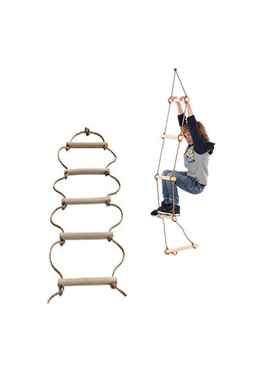 Çocuk Ahşap İp 6 Merdiven Ve Trapez Salıncak 2 Li Eğitici Settırmanma Kulesi & Trapez Jimlastik Salı