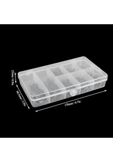 Xindoker T0190 180 Adet Yüksek Karbon Çelik Balık İğnesi Seti - Farklı Boylar, Keskin Uç, Barbed, Şeffaf Depolama Kutusu