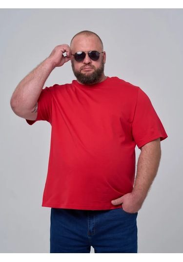 Stark Cotton Super Big Büyük Bedenler İçin Oversize Temel Tişört 292388775 Kirmizi