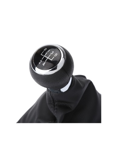 Geeksen Vw Passat B6 İçin 5 Vites Manuel Vites Topu + Kılıf + Çerçeve Tam Set - Kolay Kurulum Siyah Pu Deri Plastik Siyah